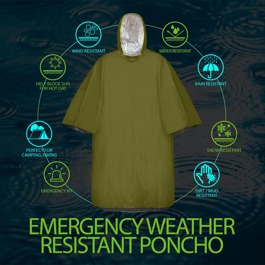 ZHUOHUA Paquete de 5 Ponchos d - Emergency Poncho Rain reseña y precio